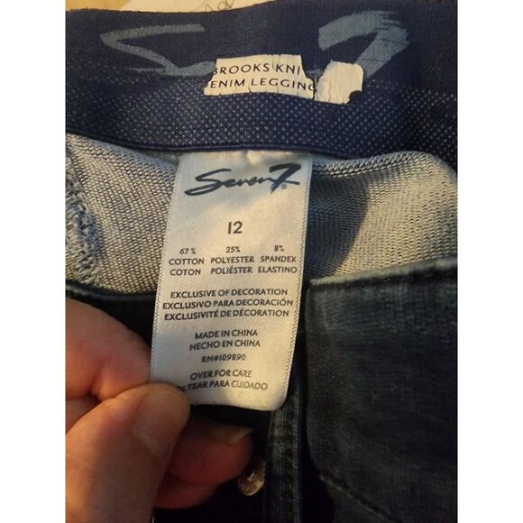 Seven 7 Womens Dark Washed Size 12 High Rise Stretch 5 Pocket Denim Blue Jeans - Picture 4 of 8